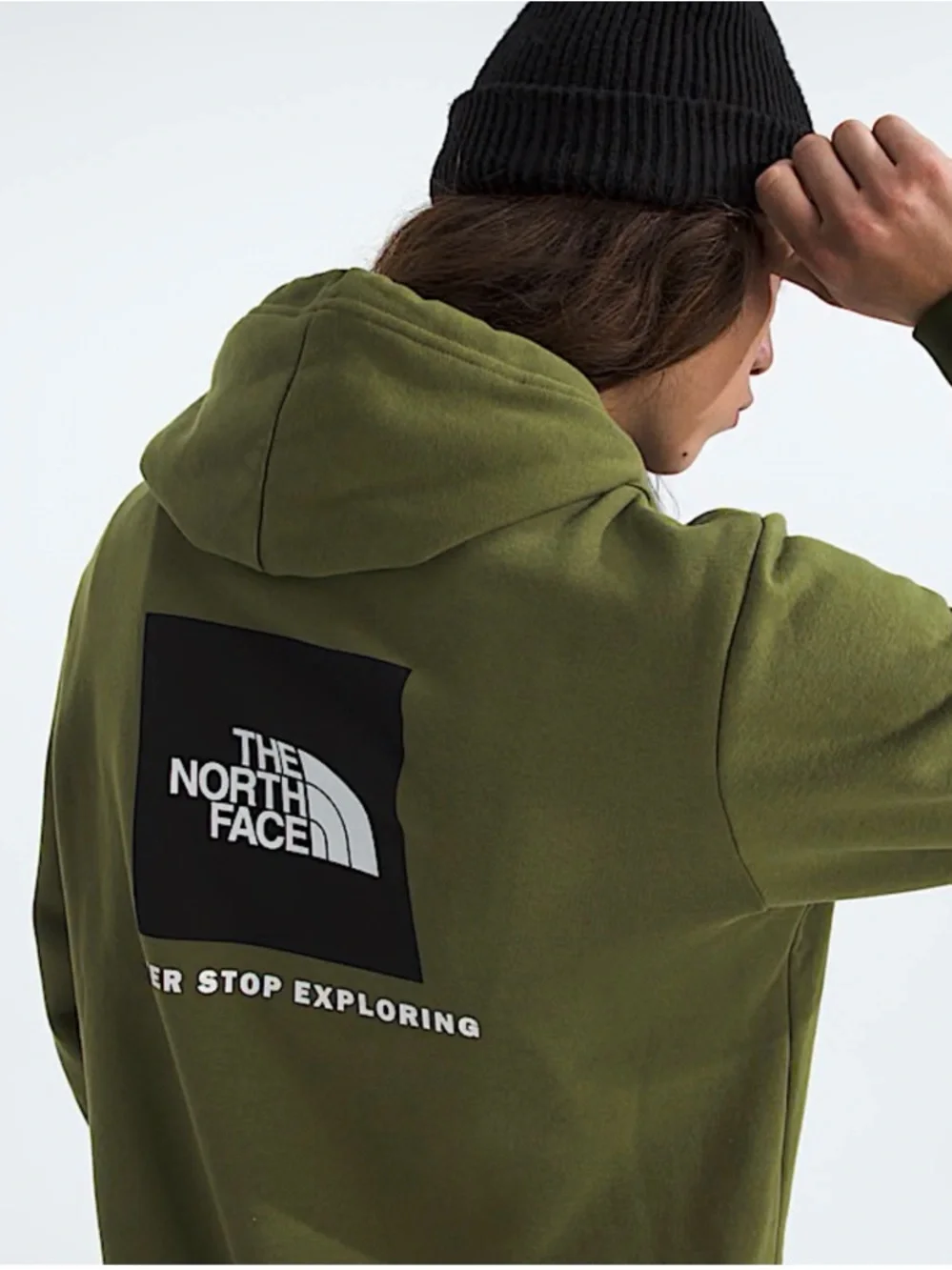 The North Face Olive Green Pullover Hoodie with Logo Tag